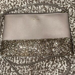 👜 Kate Spade Greta Glitter Crossbody Purse | Gray/Silver | Authentic